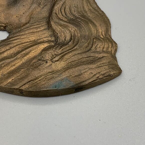 Vtg Benjamin Franklin Solid Cast Bronze Profile Left Facing Head MCM Art Deco - Picture 3 of 5